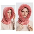 thumbnail image 3 of GRNSHTS Women Winter Hood Faux Fur Hat with Knitted Ski Mask Scarf Neck Warmer Fleece Lined Balaclava for Snow Outdoor Sports (Red), 3 of 8