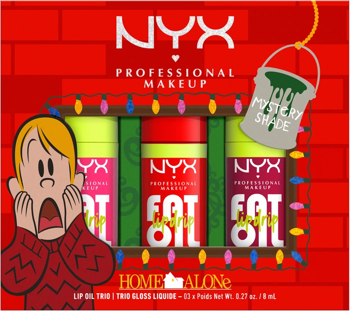 NYX Professional Makeup Home Alone Fat Oil Lip Drip Trio, Limited-Edition 3-Piece Vegan Hydrating Lip Oil Set