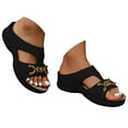 thumbnail image 1 of IUJSOY Orthopedic Wedge Sandals for Women Hollow out Metal Chain Open Toe Slip on Walking Slides, 1 of 7