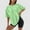 Light Green, variant on Women’s Casual Round Neck Printed T Shirt Soft Blend Summer Short Sleeve Top Regular Fit Tees For Women Women S Tops Short Sleeve Miss Long Sleeve Shirts for Women Fitted T Shirts Women Womens Top