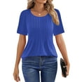 thumbnail image 3 of Fantaslook Blouses for Women Pleated Short Sleeve Tunic Tops Dressy Casual Summer Shirts, 3 of 9