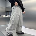 thumbnail image 2 of LIIPEE Boys Cargo Pants With Multiple Pockets Casual Fashion Solid Color Elastic Waist Baggy Wide Leg Trousers Kids Comfortable Breathable Versatile Bottoms,7-8 Years, 2 of 8