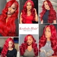 thumbnail image 2 of YQHWQ Human Hair Pre-Plucking 22 Inch HD Lace Front Wig 180 Red Lace Front Wig, 2 of 5