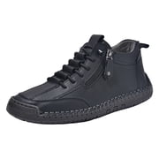 Mens Barefoot Wide Toe Combat Boots Vintage Casual Stitching Leather Zip up Walking Shoes Fashion Sneakers Ankle Booties