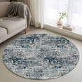 thumbnail image 2 of Navy Blue Grey Round Area Rugs 3 ft, Abstract Modern Boho Mottled Vintage Washable Small Area Rug with Non-Slip Sturdy Edge Binding Round Front Door Mat Floor Carpet for Entryway, 2 of 9
