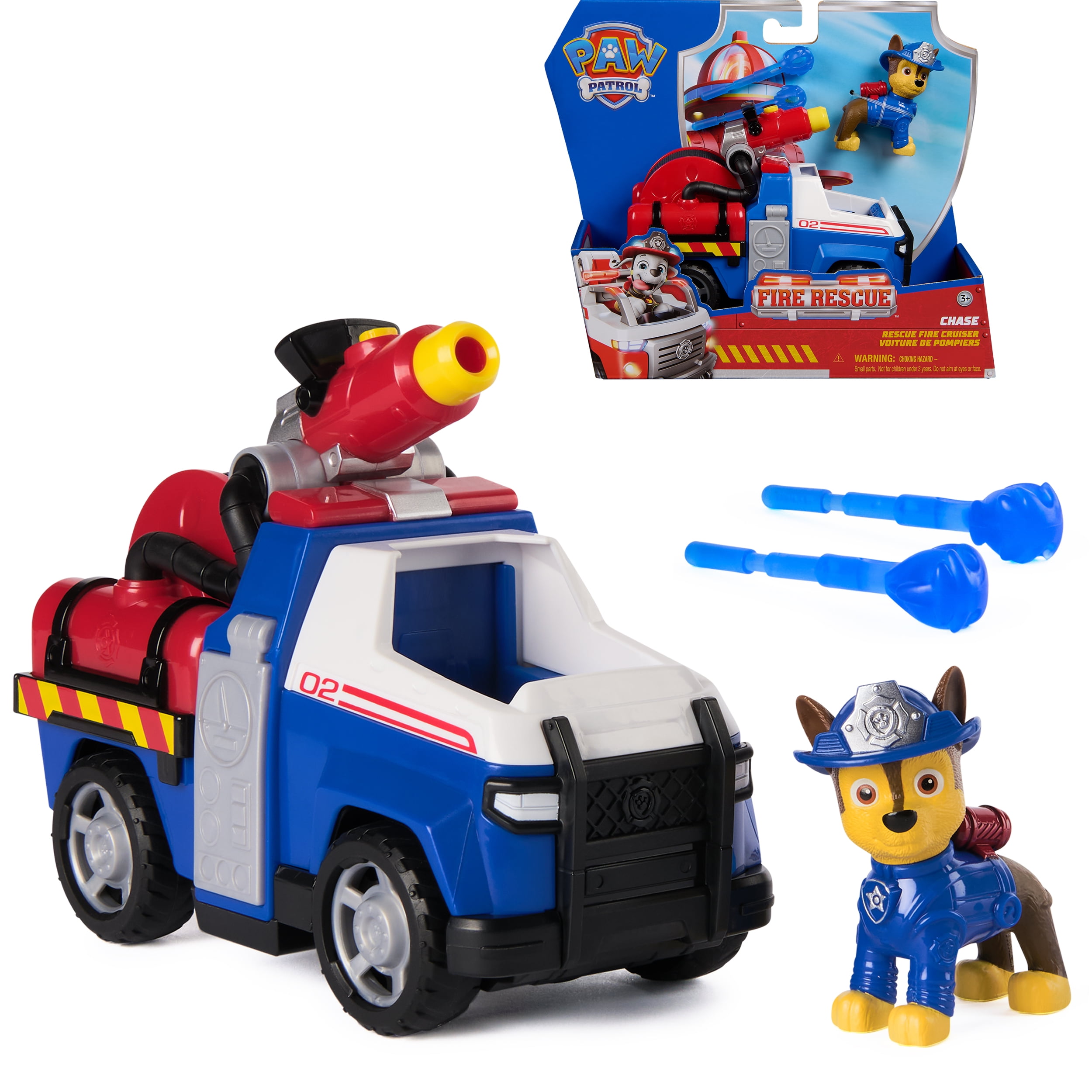 PAW Patrol Fire Rescue: Chase Rescue Fire Cruiser with Figure, Launcher & Accessories for Kids 3+, PAW Patrol Fire Rescue: Chase Rescue Fire Cruiser with Action Figure, Projectile Launcher, and Toy Truck, Kids Toys for Boys & Girls Ages 3 and Up