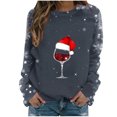 thumbnail image 1 of Blouses pour Femmes, Hauts de Noël pour Femmes, Mode Féminine de Noël Décontractée Imprimée Col Rond Manches Longues Chandail Blouse, 1 of 4
