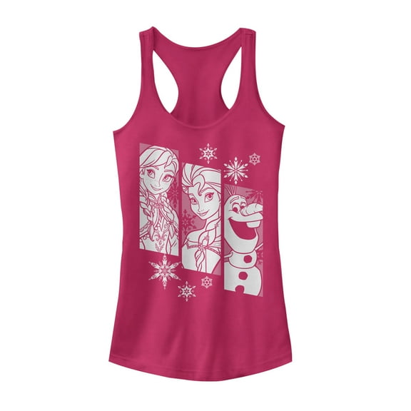 Junior's Frozen Trio Racerback Tank Top Dark Pink Large
