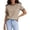 Coffee, variant on Womens Contrast Striped Trim T Shirts Crewneck Short Sleeve Knit Ribbed Sporty Varsity Casual Blouse Summer Tops