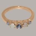 thumbnail image 6 of LBG British Made 14k Rose Gold Natural Tanzanite & Opal Womens band Ring - 33 size options - Size 10, 6 of 7