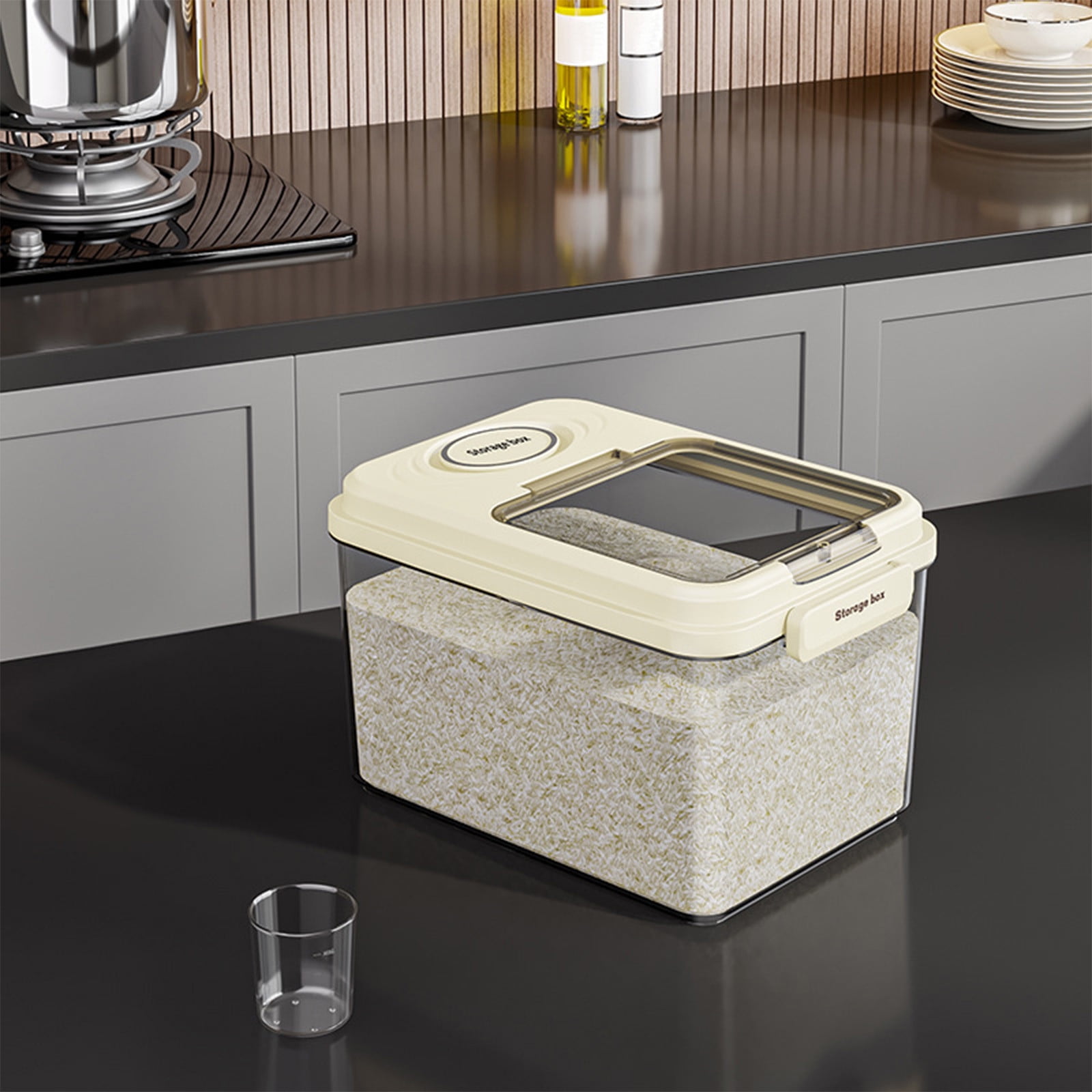 Wovilon Large Airtight 22Lb Rice Container Food Storage Cereal Container Pet Dog Food Container With Measuring Cup Flour Grain Container For Household