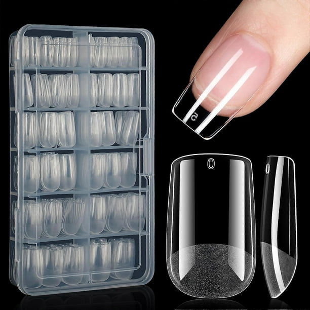 Short Square Nail Tips Soft Gel Full Cover Net Gelil Nail Tips Half Matte Acrylic Nail Tips Previously Fake Fake False.