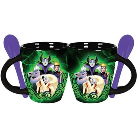 Espresso Cups For Sale Disney Villains Power Ursella, Maleficent, Evil Queen, & Cruella 4oz Espresso Mug, Green Black ()