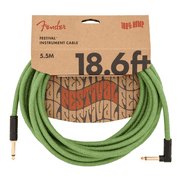 Fender® Festival Instrument Cable, Straight/Angle, 18.6', Pure Hemp, Green