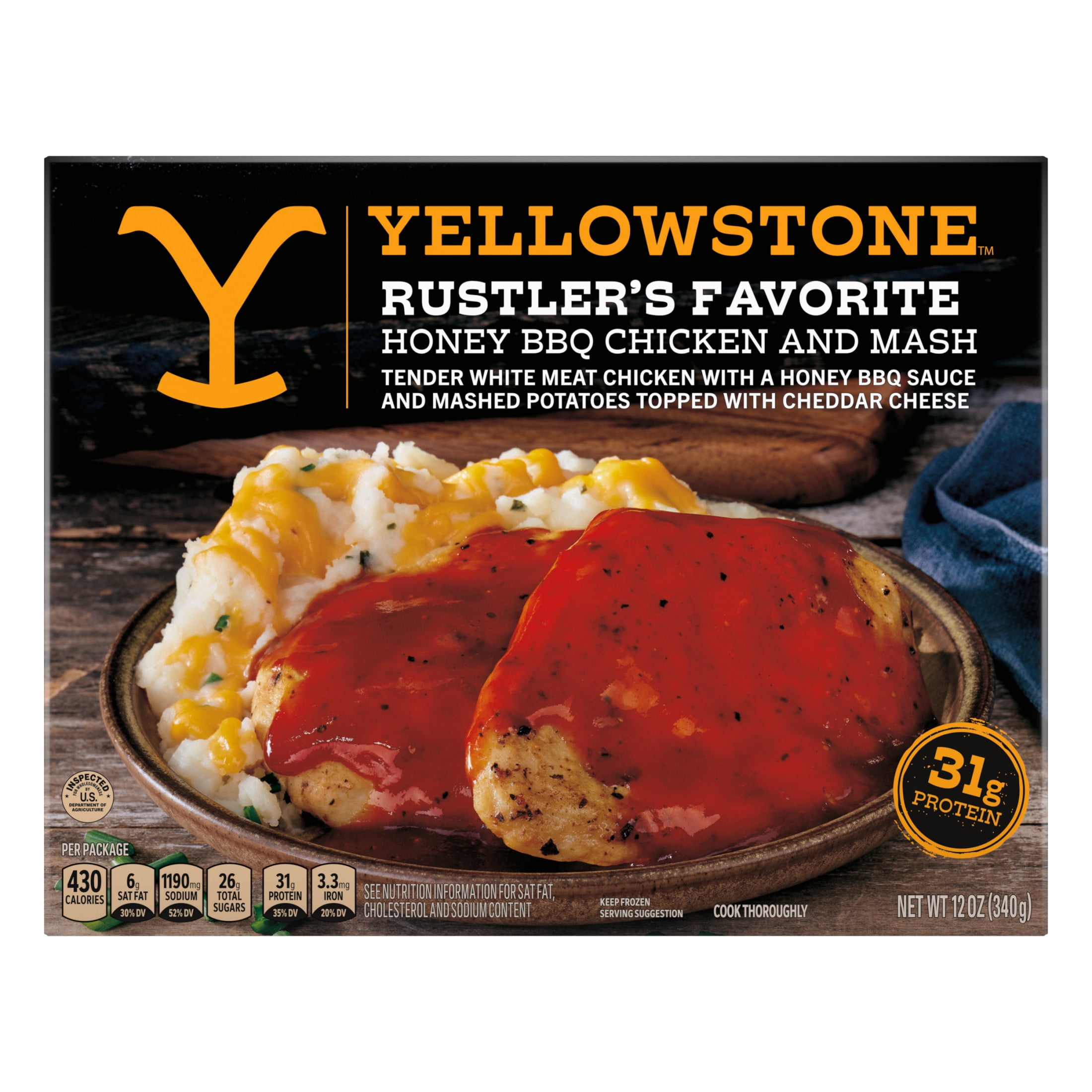 Yellowstone Honey BBQ Chicken and Mash, Single Meals, BBQ Dinner Frozen Chicken Meal  12 oz