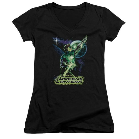 JLA Justice League Hal Galaxy Junior Women's T-Shirt V-Neck Black