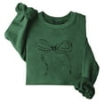 thumbnail image 4 of Womens Blouse Long Sleeve Bow Tie Round Neck Sweatshirts Printing T-Shirt Green S, 4 of 4