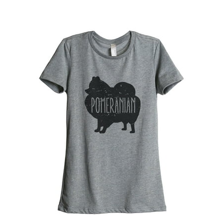 - Thread Tank Pomeranian Dog Silhouette Women's Relaxed Crewneck T-Shirt Tee Heather Grey Small