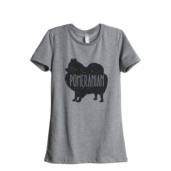 Thread Tank Pomeranian Dog Silhouette Women's Relaxed Crewneck T-Shirt Tee Heather Grey Small
