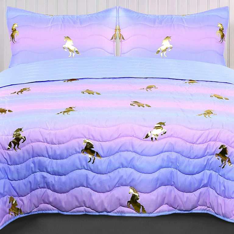 Zillons DXH Dreamy Unicorn Bed Sheets Set Twin Size,Magic Rainbow Letters Unicorn Bedding Black Fitted Sheets, Unicorn Stars Girls Sheet