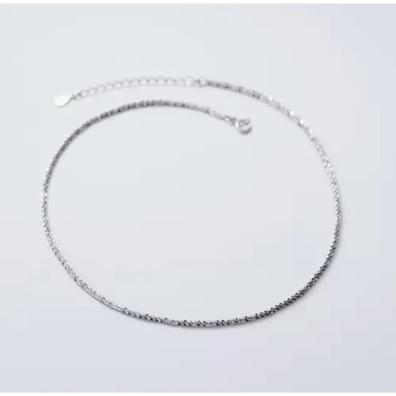 QQTDFG 925 Sterling Silver Bling Choker 1.7mm Margarita Chain Necklace A2916-Platinum