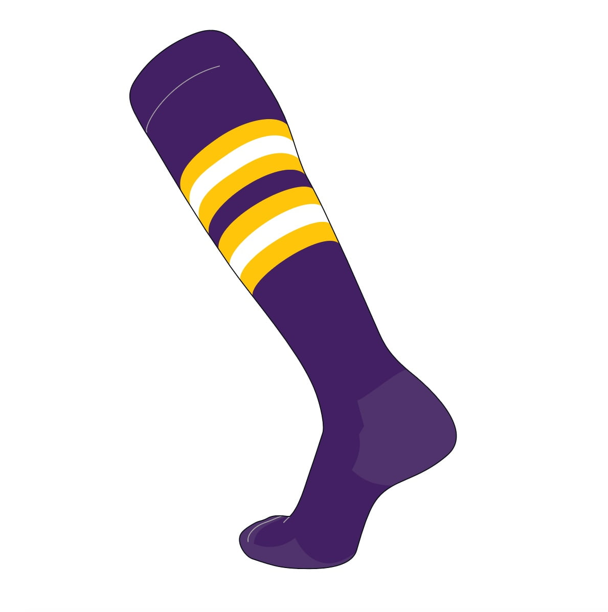 TCK Elite Baseball Football Knee High Striped Socks (I) Purple, Gold