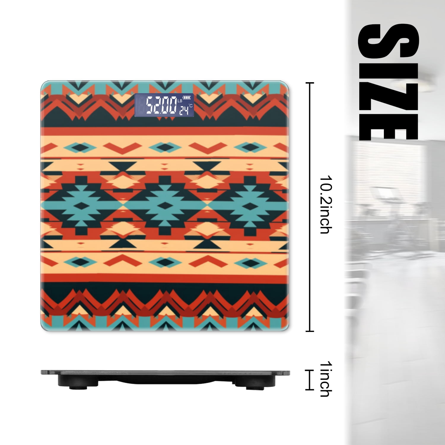 High Precision Body Weight Scale Smart Bathroom Scales with Large LCD Display(400lbs),Decorative for Bedroom-Illustration Of Seamless Pattern In The Style Of Traditional Tribal Patterns