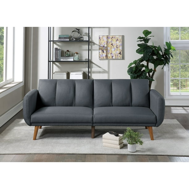 Convertible Sofa Bed Btmway Soft Linen Fabric Couch With Wood Legs Mid Century Living Room Folding Futon Lounge Sleeper Furniture A6180 Com Btmway Soft Linen Fabric Couch Sofa, Soft Linen Sleeper Sofa Set