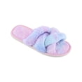 thumbnail image 2 of CTM  Open Toe Cross Band Fur Slide Slippers (Women), 2 of 5