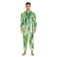 thumbnail image 3 of 1 Piece Adult Onesie Pajamas Cozy & Loose-Fit Sleepsuit Loungewear with Pockets Green Tie-dye Flowers Large, 3 of 7