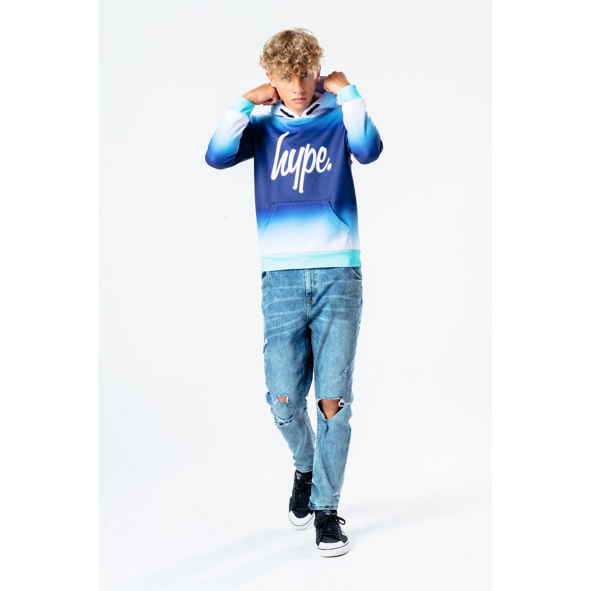 HYPE BLUE & GREEN FADE KIDS PULLOVER HOODIE