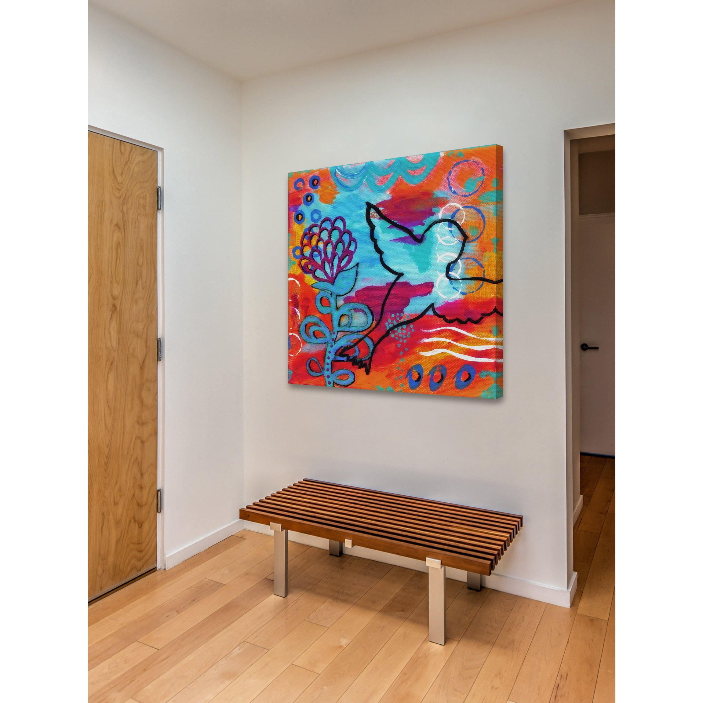Marmont Hill "Bird Outline" by Jill Lambert Painting Print on Wrapped Canvas