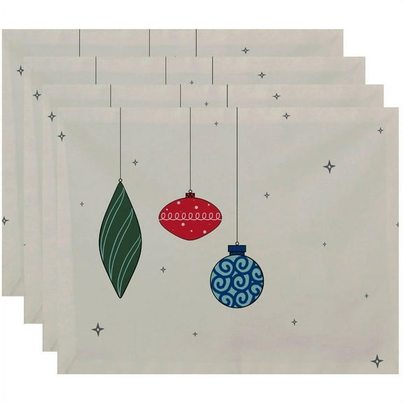 Simply Daisy 18" x 14" Light Bright Holiday Print Placemats, Set of 4
