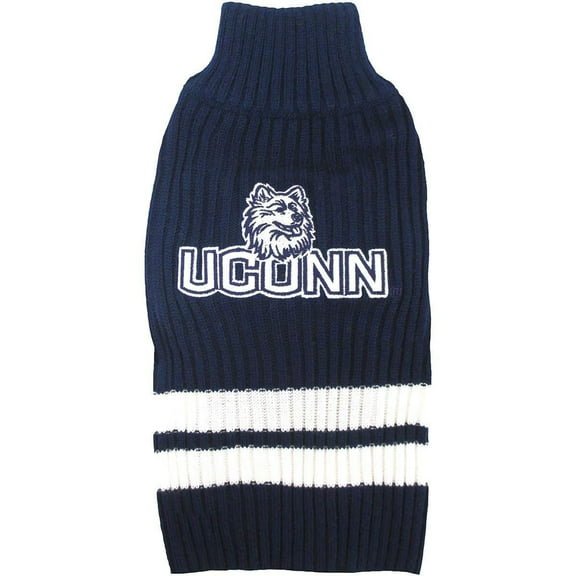 Pets First Collegiate Connecticut Huskies Pet Dog Sweater - Licensed 100% Warm Acrylic knitted. 44 College Teams, 4 sizes