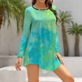 thumbnail image 1 of Robe à Manches Longues Abstraite Bleue et Verte 4 Automne Hiver Imprimée Robe Ligne A Femmes Sweat à Capuche Abstrait Bleu Vert Blanc, 1 of 5