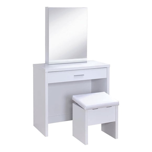Harvey Vanity Set with Lift-Top Stool White