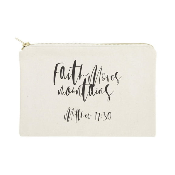 Faith Moves Mountains, Matthew 17:30 Cotton Canvas Cosmetic Bag