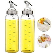 Oil and Vinegar Dispenser Bottles, 2 Pack of 17oz Glass Olive Oil Dispenser Set for Kitchen Cooking and BBQ