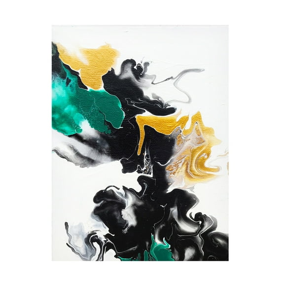 Trademark Fine Art Alyson Storms Green and Gold Ribbons 2 Canvas Wall Art