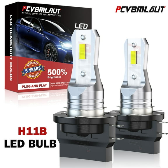 2x H11B 55W LED Bulbs Replacement Car Halogen Light Headlight Bulb Lamp 6000K Bright White
