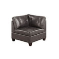 thumbnail image 6 of Genuine Leather Dark Coffee Tufted 6pc Sectional Set 2x Corner Wedge 2x Armless Chair 2x Ottomans Living Room Furniture Sofa Couch, 6 of 9