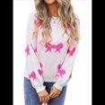 thumbnail image 3 of Suéter de Mujer Otoño 2025 - Jersey de Larga con Cuello Redondo, Jersey de Punto Oversize, Jersey Informal con Estampado Rosa Roja M, 3 of 10