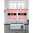 thumbnail image 2 of Christmas Pink, Tier Curtains 36 Inch Length, Sheer Curtains for Bedroom Living Room Window Blush Santa Claus Black Belt Rod Pocket Voile Drapes Kitchen Curtains Small Half Window 27.5"x36" 2 Panels, 2 of 7
