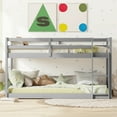 thumbnail image 2 of Euroco Twin over Twin Floor Bunk Beds with Ladder and Guardrail for Kids Teens, Gray, 2 of 10