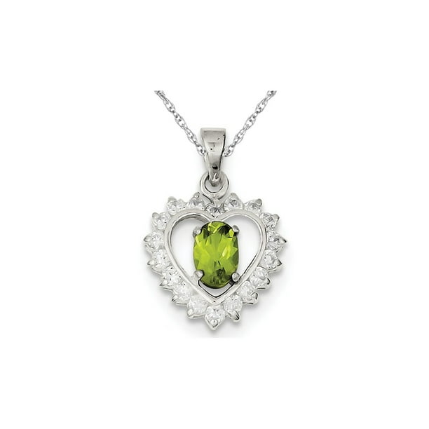 Gem And Harmony Peridot Heart Pendant Necklace in Sterling Silver
