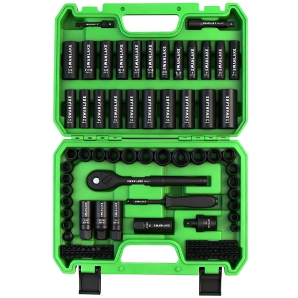 Juego de Dados Swanlake de 105 Piezas con Carraca de Impacto 3/8" Drive SAE 8-19mm