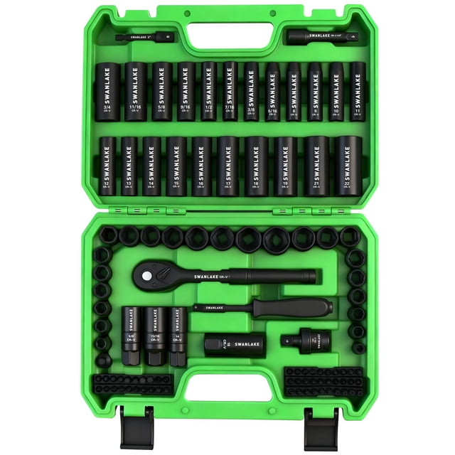 Juego de Dados Swanlake de 105 Piezas con Carraca de Impacto 3/8" Drive SAE 8-19mm
