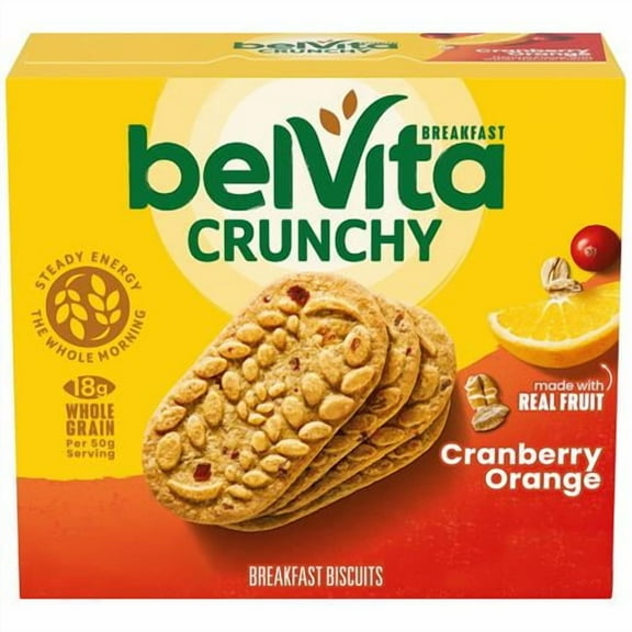 Belvita Cranberry Orange Breakfast Biscuits, 5 Packs (4 Biscuits Per Pack) - Pack of 2