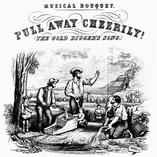 Gold DiggerS Song Nengraved Sheet Music Cover American C1853 Rolled Canvas Art - (24 x 36 ...