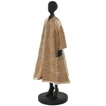 7" x 18" Black Polyresin Woman Sculpture with Ivory Attire, by DecMode